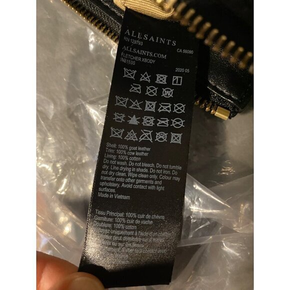 allsaints fletcher xbody bag leather black gold clutch grunge goth clutch $299 - Picture 12 of 16